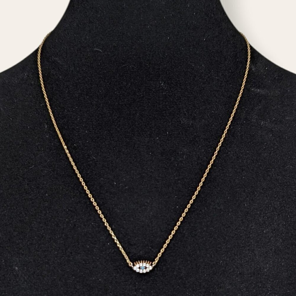 Dainty Rhinestone Evil Eye Pendant Necklace